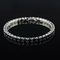 Sliver Color 3mm 4mm 5mm Black Bracelet Bangle for Women Wedding Fashion Jewelry Party Gift S4777