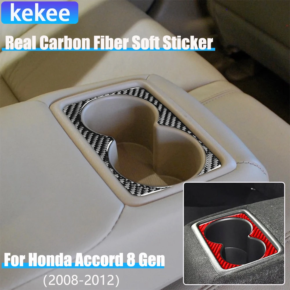 

Real Carbon Fiber Car Accessories Rear Cup Holder Cover Modified Soft Sticker For Honda Accord 8th Gen 2008 2009 2010 2011 2012