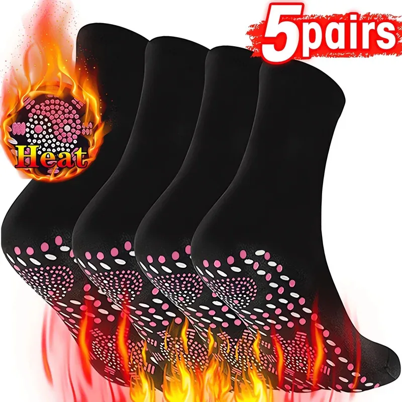

1-10pairs Tourmaline Self-Heating Socks Winter Warm Thermal Health Care Socks Floor Socks Absorption Deodorant Warm Socks