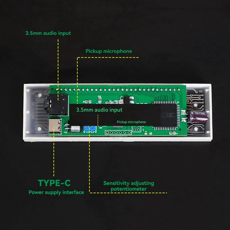 LED Sound-Controlled Music Spectrum Display Pickup Ambient Light Atmospheric Rhythm Light Module