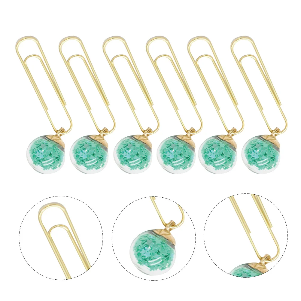 6Pcs Metal Glass Paperclips Book Marking Clips Page Holders for Notebooks Scrapbooks Files Office Organization Students School
