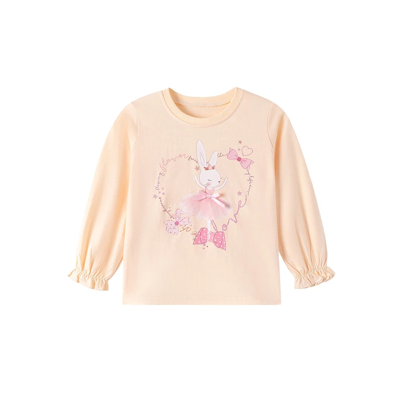 Little maven Mädchen Oberteile Kinderkleidung Herbst 2026 Cartoon Hasen Herzen Langarm T-Shirt Frühling Baumwolle – Detail 2