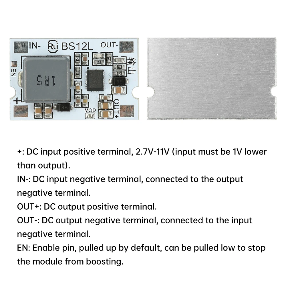DC Boost Module 2.7~11V to 5V/12V Regulated Board TVS Protection Short-Circuit Over-Temperature Protection Boost Power Module