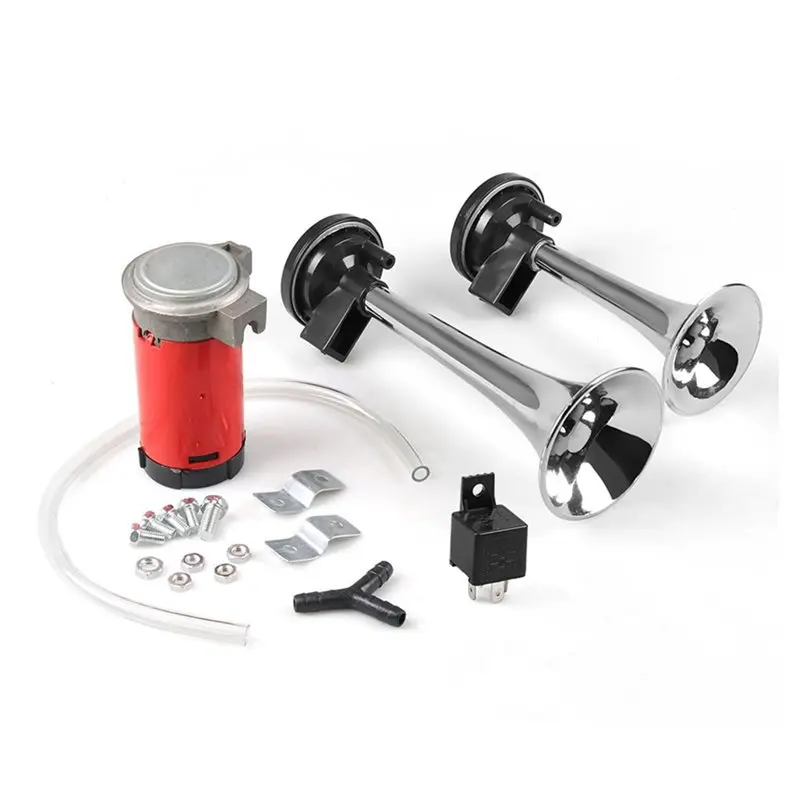 

Universal 12V Air Horn 115Db Loud Dual Trumpet Horn With Relay Suitable For Trucks And Cars