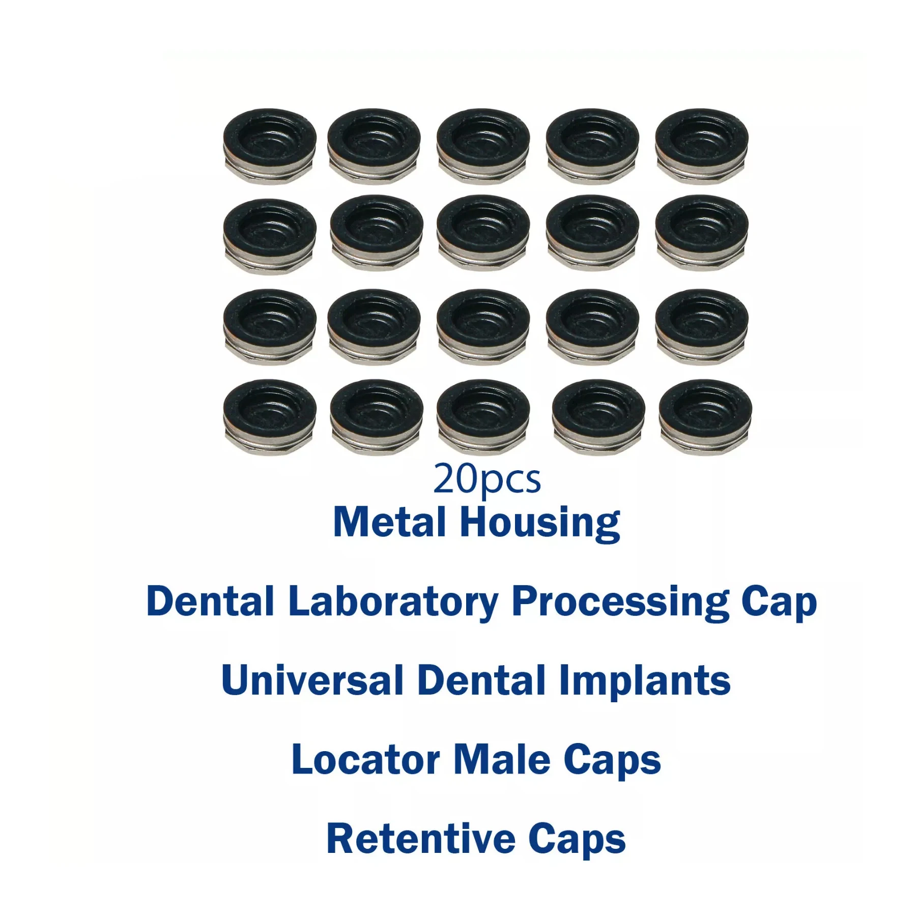 

20PCS Metal Housing Laboratory Processing Cap Univeral Implant Locator Male Caps