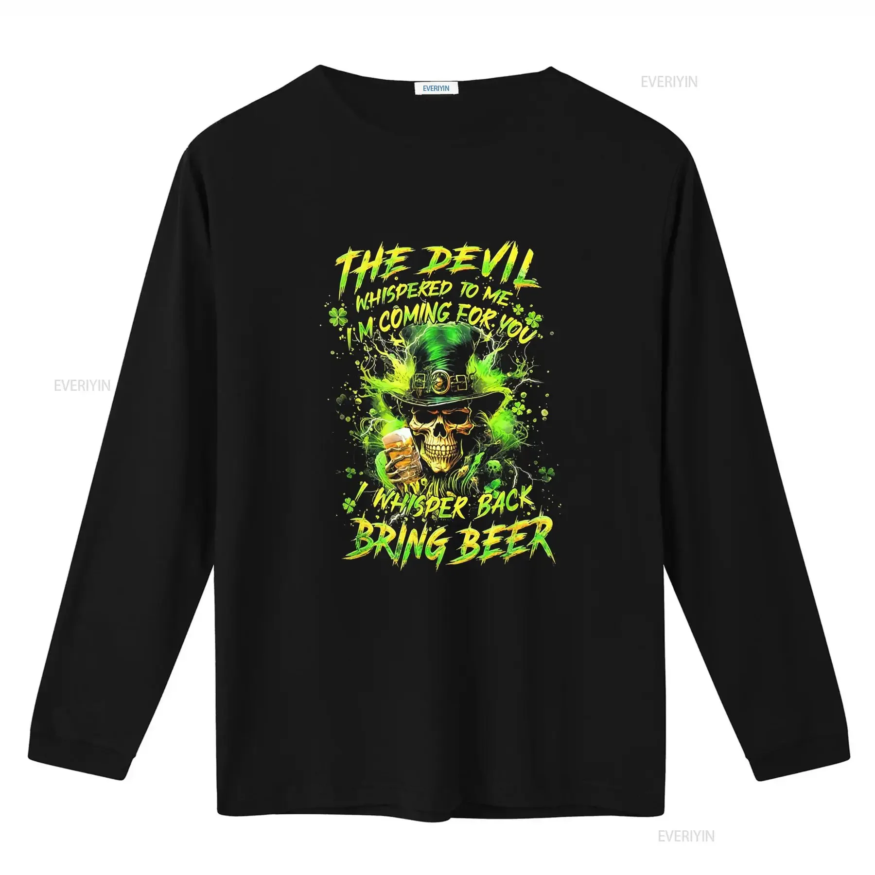 NEW LIMITED The Devil Whispered To Me I'm Coming For You I Whisper Back Bring Beer T Shirt Size S 5XL vintage Washed Slightly