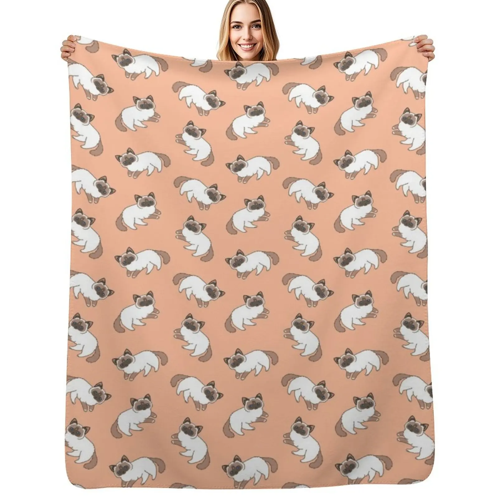 Ragdoll Cat Pattern Throw Blanket Plaid on the sofa For Baby halloween Quilt Comforter Retros Blankets