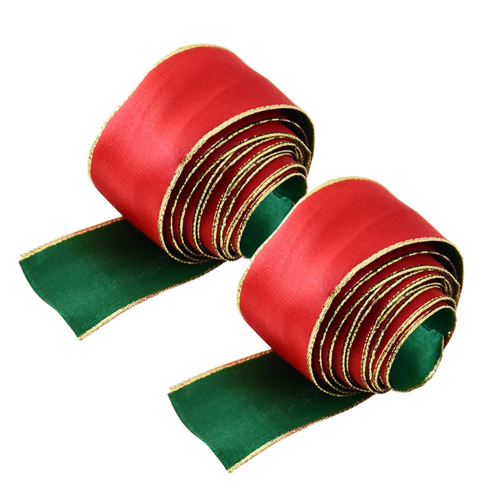 

2Pcs 3.8cm 15G Green Red Christmas Decoration Ribbon Durable Long Lasting Use Gift Wrapping Party Decorations Gift Ribbon