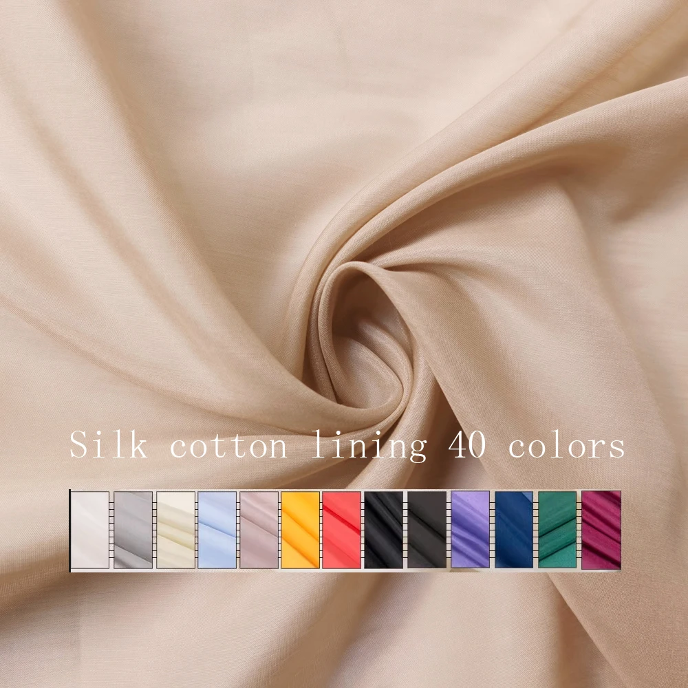 55\'\' Wide Mulberry Silk Cotton Lining White Black Solid Color Natural Silk Fabric Dress Scarf Decorations