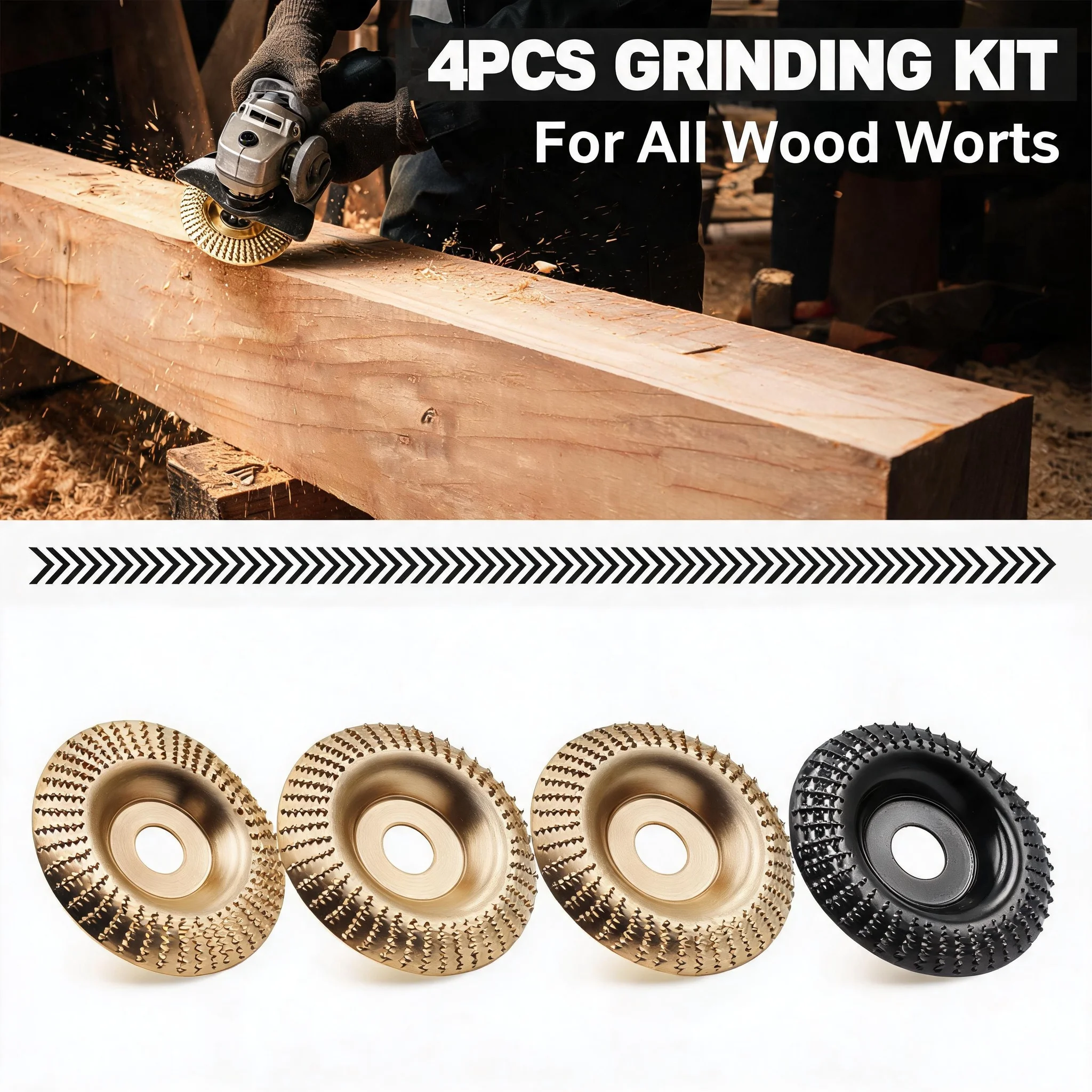For Electric Grinder Multifunctional Four Piece Wood Grinding Disc Set Woodworking Engraving Cutting Polishing Tool Kit