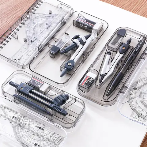 8 Pcs/Set Compass Ruler Set Protractor Drawing Triangle Eraser Compasses Set Math Eraser Ruler For Students School Supplies