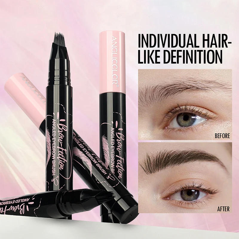 3 Kolory Wodoodporny Pisak do Brwi z Rozdzielonym Końcem Pisak do Brwi Efekt Tatuażu Wodoodporny Płynny Czarny Brązowy Makijaż Brwi