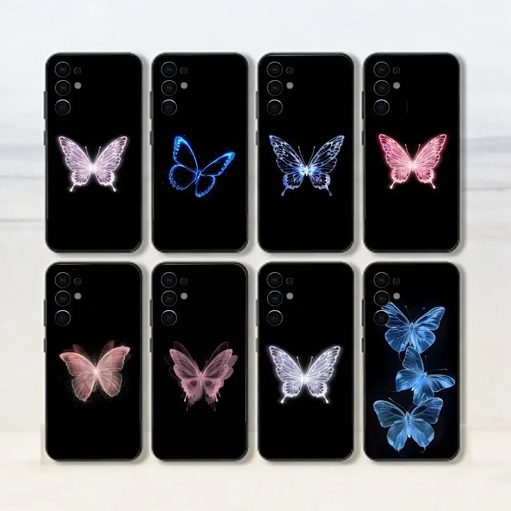 Fluorescent Butterfly   Phone Case For Samsung S25,S24,S21,S22,S23,S30,Ultra,S20,Plus,Fe,Lite,Note,10,Black Cover