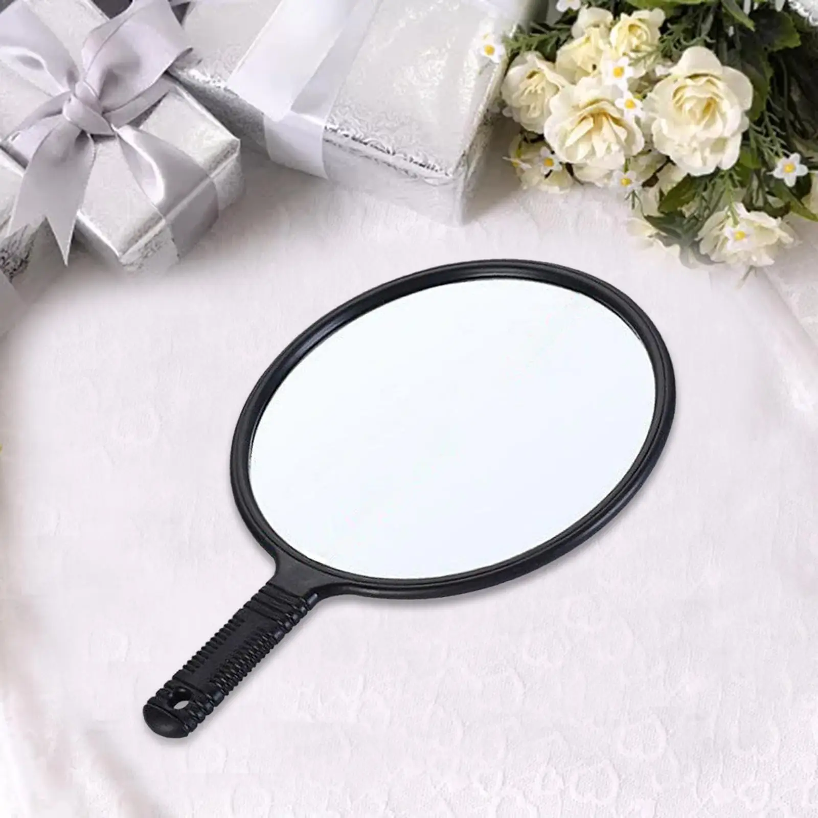 Large Hand Mirror with Handle Portable Round Handheld Mirror Makeup Mirror for Hair Cutting Hair Stylist Professional Salon