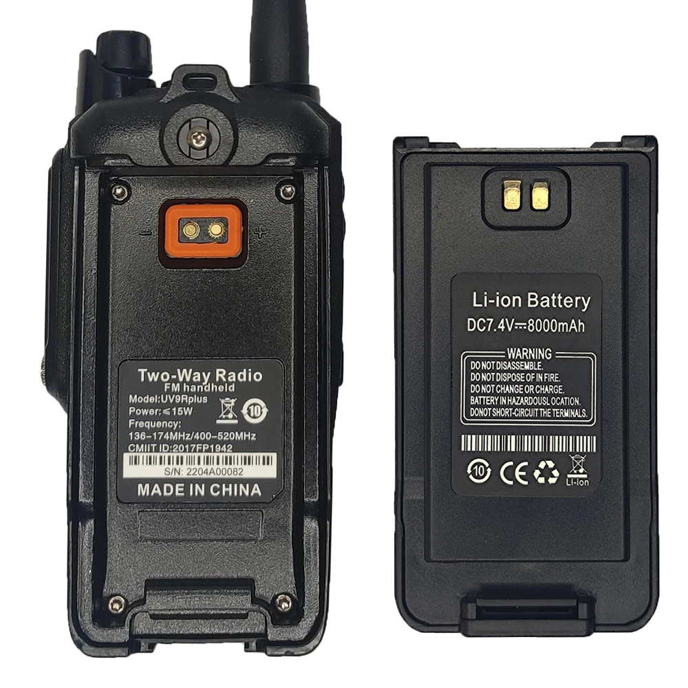 Imagem -03 - Plus Walkie Talkie Portátil Transceptor Ip67 à Prova Dágua Dual Band 8000mah 15w Alta Potência Rádio Bidirecional para Fuzileiro Naval Baofeng-uv-9r