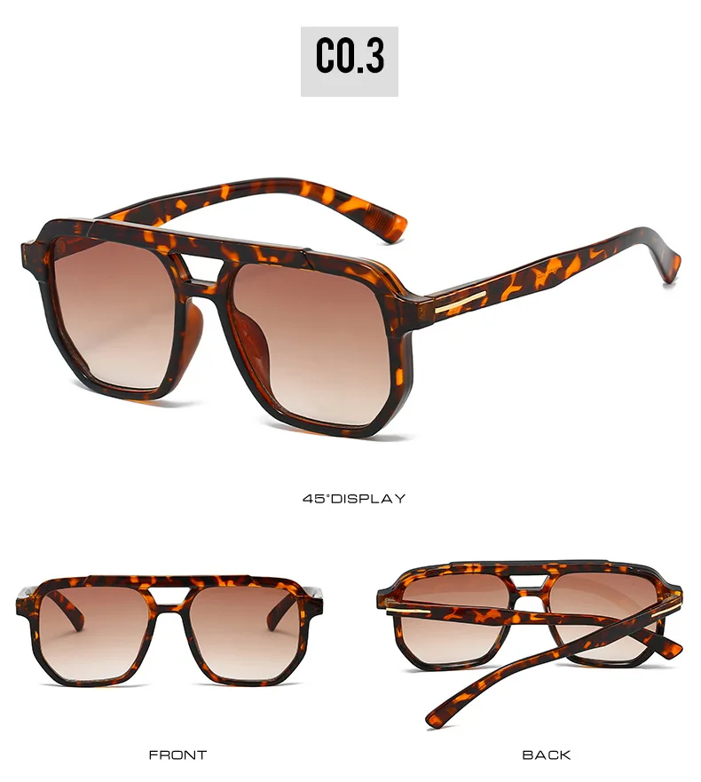 2025 Doppelstrahl-Quadrat-Sonnenbrille für Herren und Damen, Liniendekoration, geeignet für alle Sonnenschutz im Luftfahrt-Stil – Detail 9