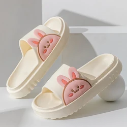 2024 Summer Women Soft Sole Slippers Home Bathroom Slippers Sandal Rabbit Bear Print Beach Slippers Flip Flop Couples Outdoor