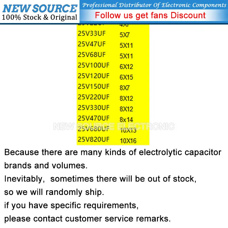 10-50pcs 25V DIP Aluminum Electrolytic Capacitor 10uF 22uF 33uf 47uF 68 100uF 120uf 150 220uF 330uf 470uf 680uF 820uf NewSource