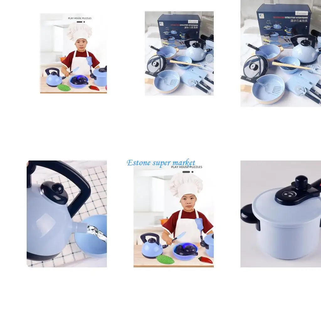 090B مجموعة أدوات الطبخ للأطفال للعب في المنزل، لعبة الطبخ لمحاكاة أدوات المطبخ