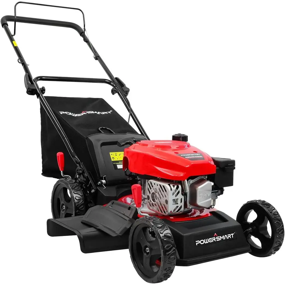 

Compact 144cc 18-inch Push Gas Lawn Mower with 3-in-1 Cutting System, Lightweight and Easy to Use