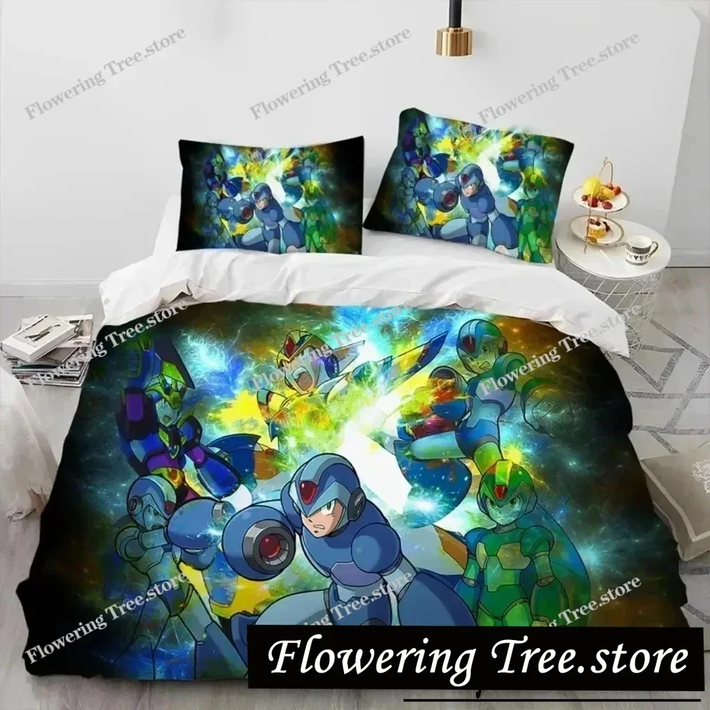 

3D Print Rockman Megaman Game Cartoon Bedding Set Boys Girls Twin Queen Size Duvet Cover Pillowcase Bed Boys Adult029