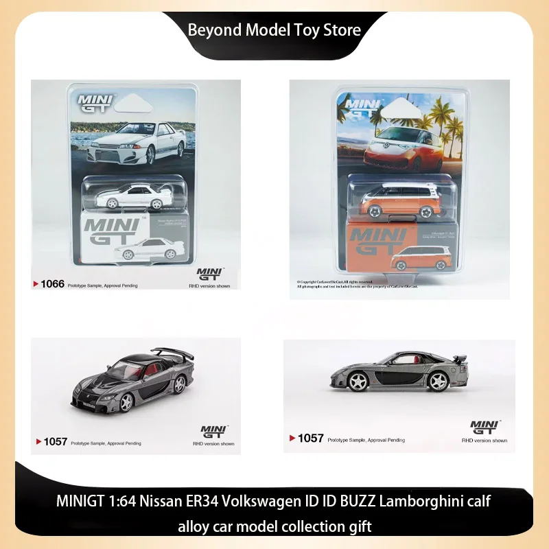 

MINIGT 1:64 Nissan ER34 Volkswagen ID ID BUZZ Lamborghini Calf Alloy Car Model Collection Gift