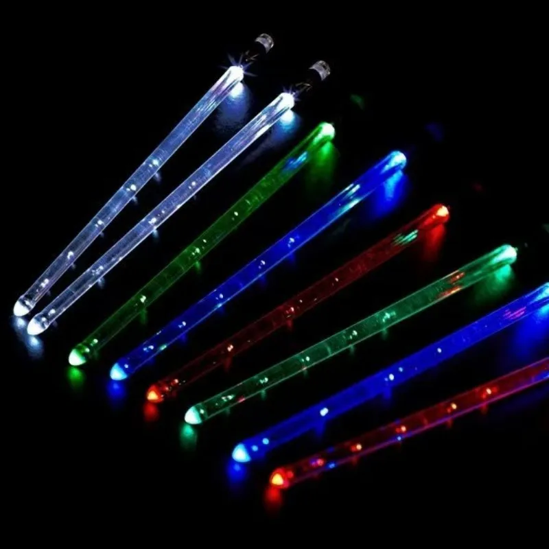 Naxilai Bettery/Recharge LED Light Up Drumstick 5A Glow Drum Stick for Drummer Musical Exercise Red 1 Pair Air Bubble Drumsticks