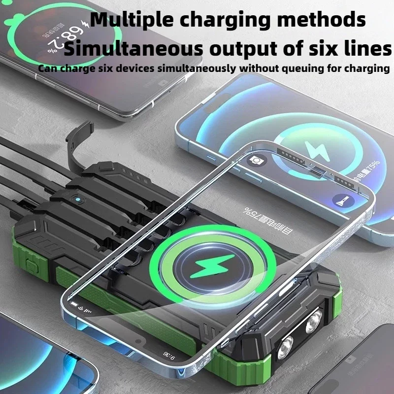 

New Magnetic Solar Power Bank 20000mAh Wireless Charging External Battery Outdoor Camping Portable Powerbank for IPhone Xiaomi