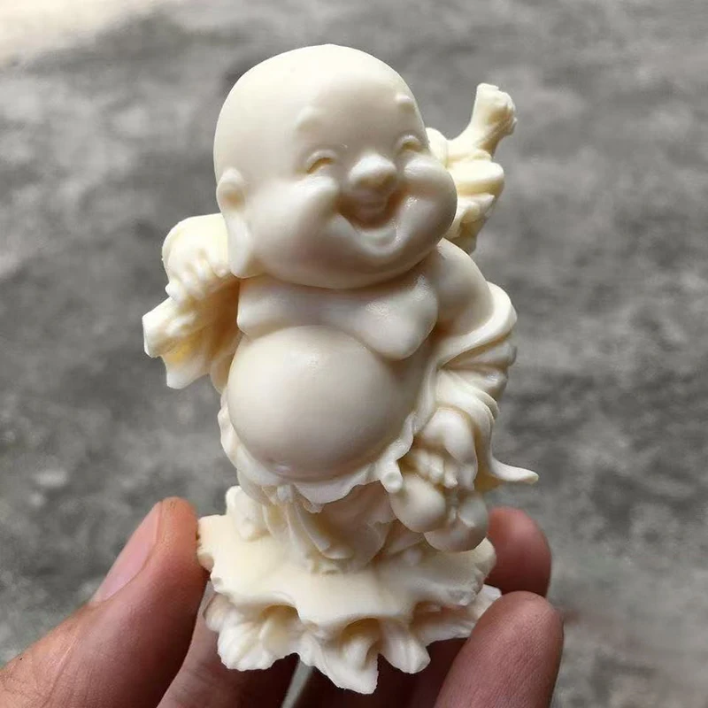 Laughing Buddha Statue, Resin Happy Buddha Figurine, Feng Shui Lucky Charm Ornament for Car Dashboard, Office Desk, Home Decor