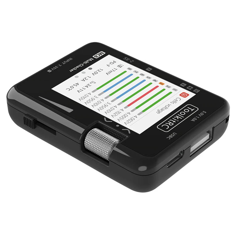 Toolkitrc mc8 xt60 35v 2-8s 32-bit arm prozessor batterie multi-checker pwm/ppm/sbus anzeige, pwm ausgang USB-C schnelles laden