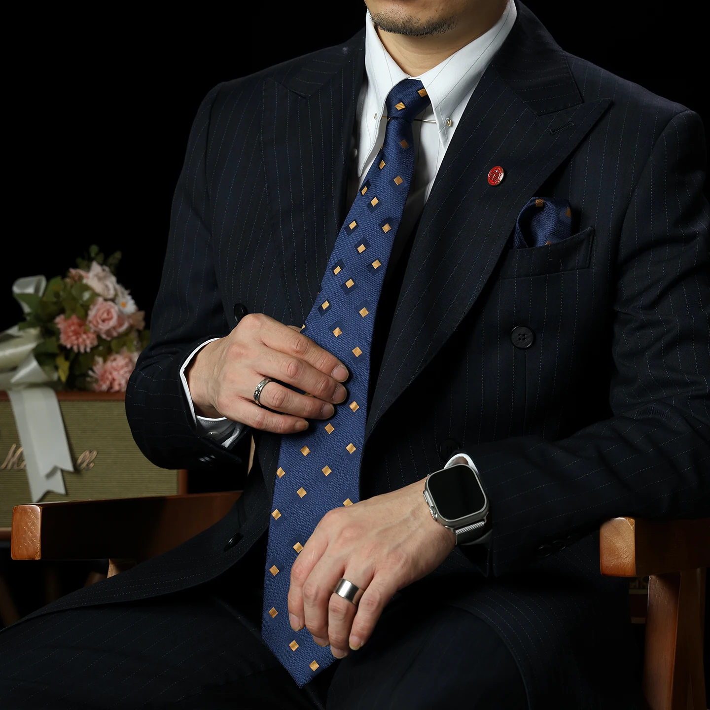 luxury-zipper-tie-men's-no-tie-business-style-shirt-blue-diamond-pattern-groom-wedding-gift-box-high-end-tie-for-weddings