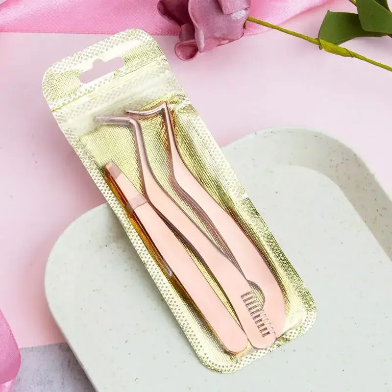 1 /3 pçs pinças de pente de cílios não-magnético anti-estático de aço inoxidável volume profissional 3d cílios extensão pinças ferramentas
