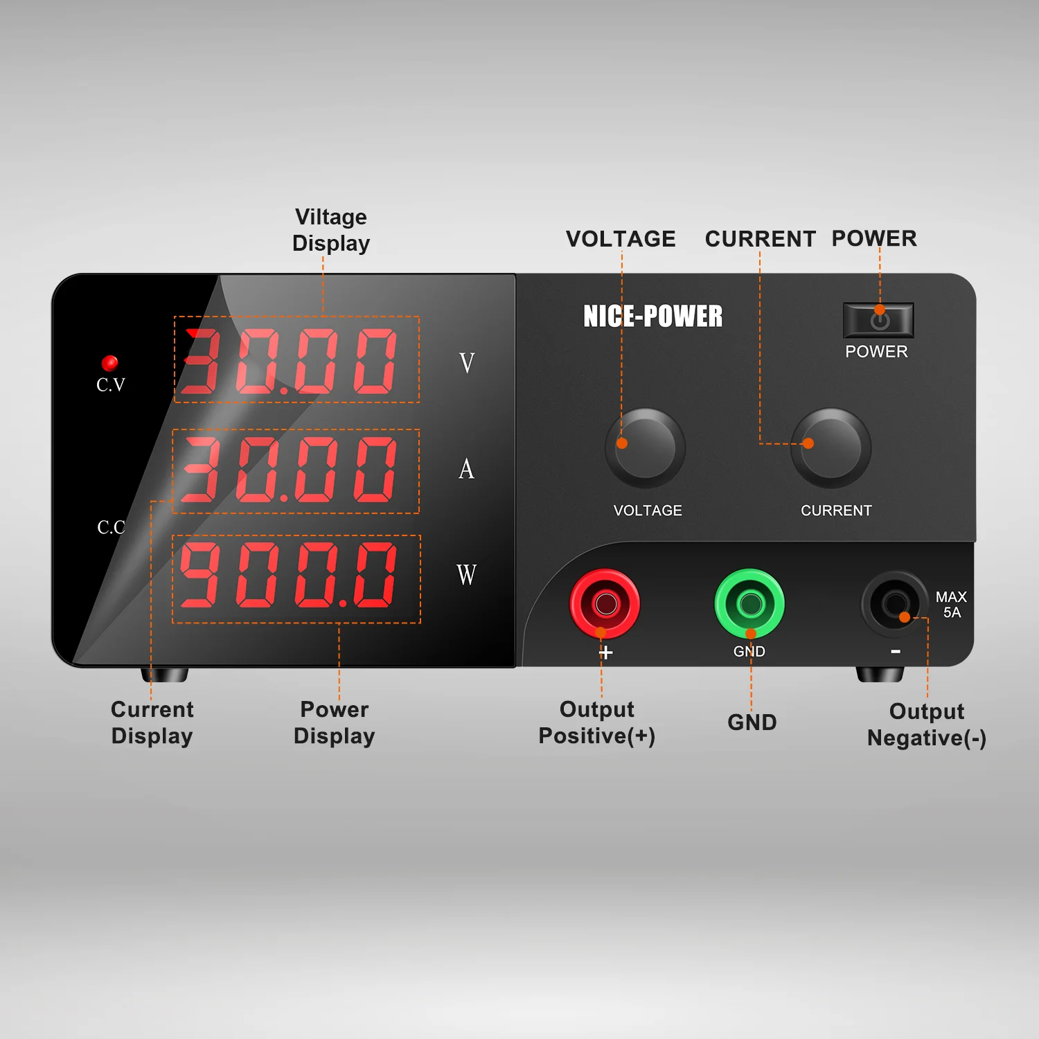 NICE-POWER High Power Bench LAB DC Power Supply 300W-1200W 120V 10A Voltage Current Regulator 15V 30V 60V 100V 200V 10A 20A 60A