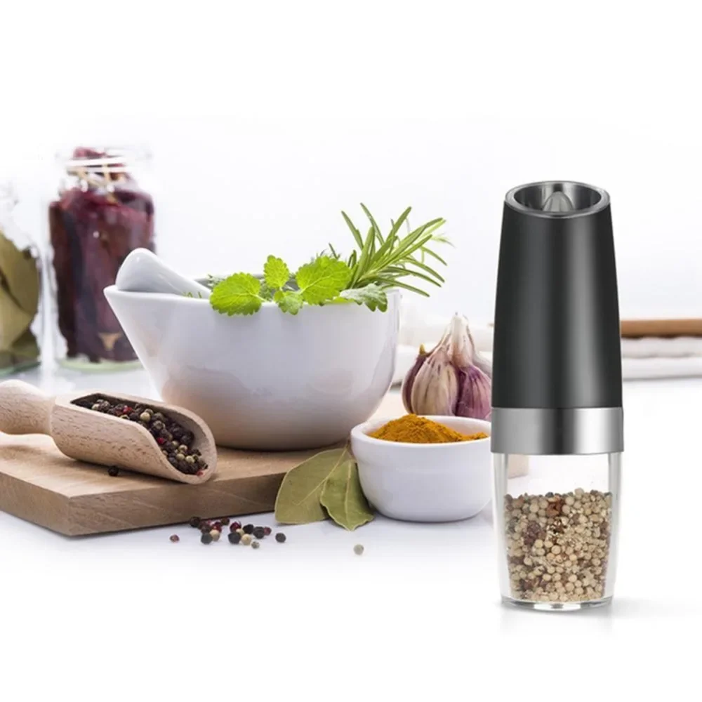 Automatic Electric Gravity Induction Stainless Steel Pepper Grinder Salt and pepper Mill Food Particles Grinder for Home Kitchen