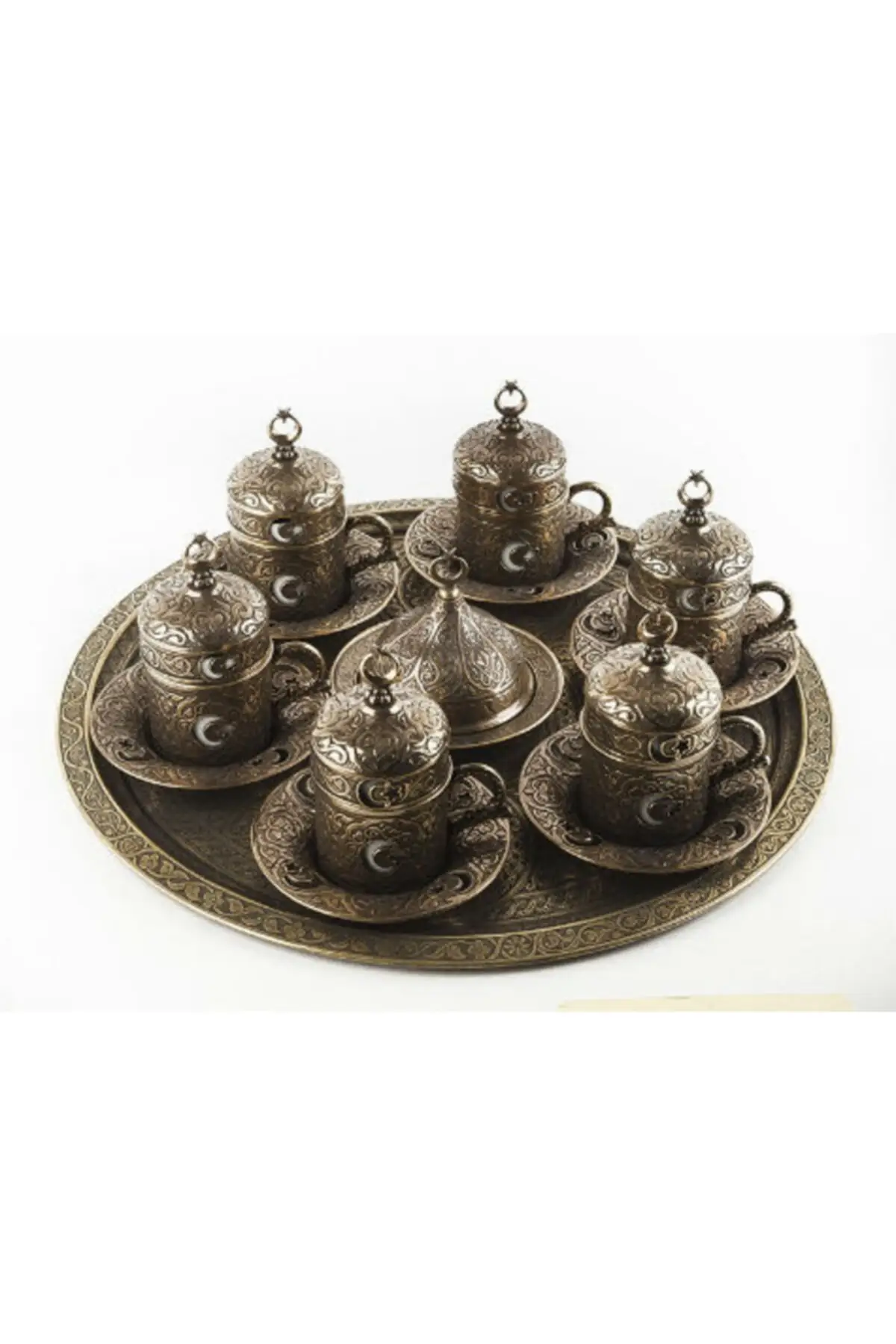 

Turkish coffee set with ottoman motifs for 6 people-yellow Cooper Luxury Cups