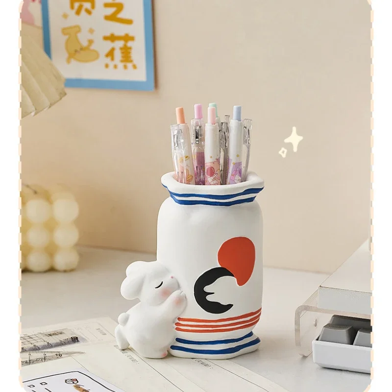 

Adorable Rabbit Candy-Shaped Pencil Holder Storage Box Make-up Brush Organizer Living Room Bedroom Desk Decor Ornaments Gift