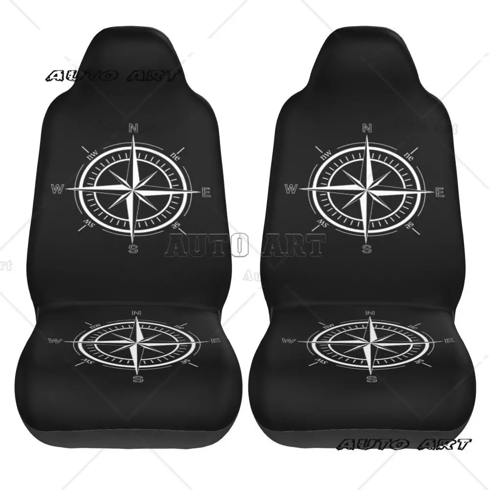 Compass Picture Car Seat Cover 2PCS Front Seat Anti Fouling Protective Cover