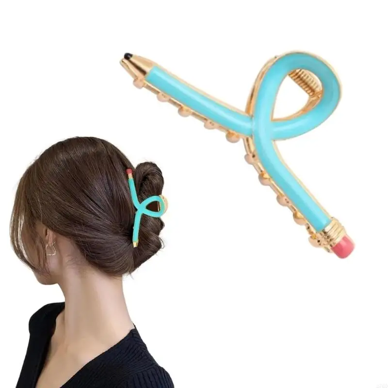 3PCS Metal Pencil Hair Claw Clip Set Funny Teacher Accessories With Strong Grip School Event Dressingup Essential - view 3