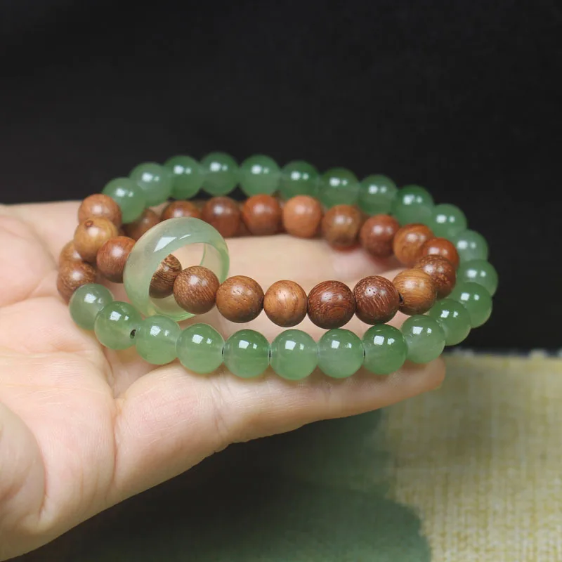 

Rosewood Double Ring Bracelet, Women's Lucky Bracelet, Buddha Beads, Jewelry, Gifts