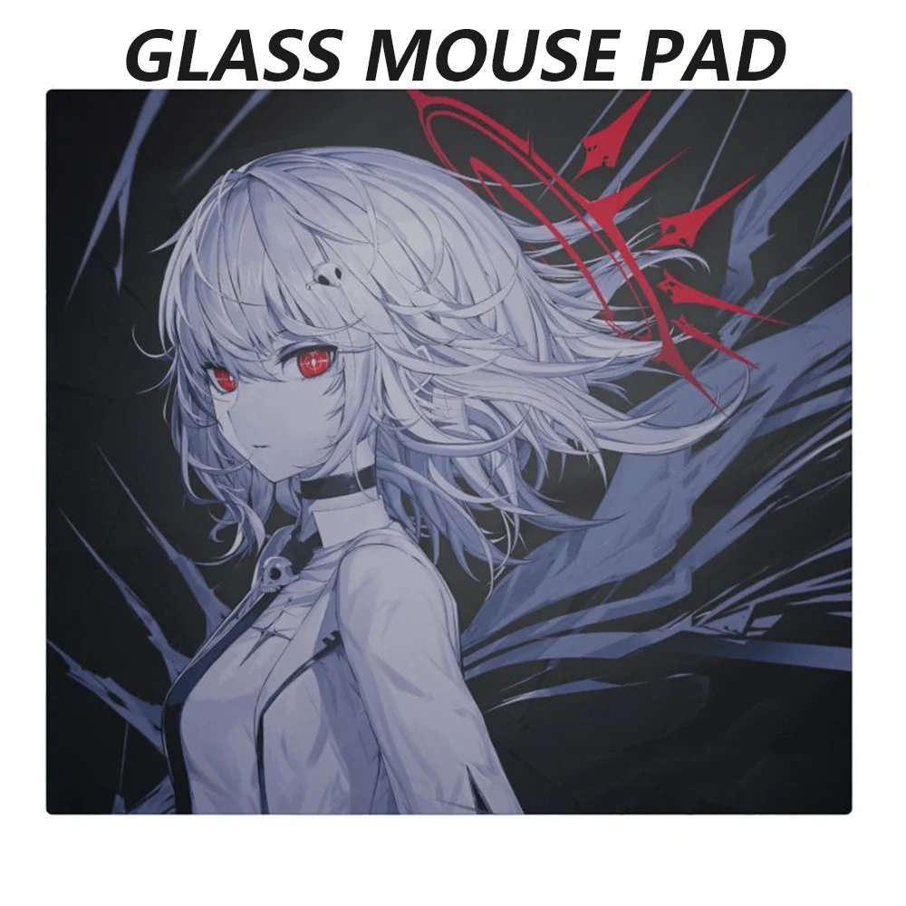 Fashion Simple Anime Girl Photovoltaic Glass Mouse Pad Tempered Upgrade Smooth FPS Game & Office Specific Pc Laptop Desk Mat