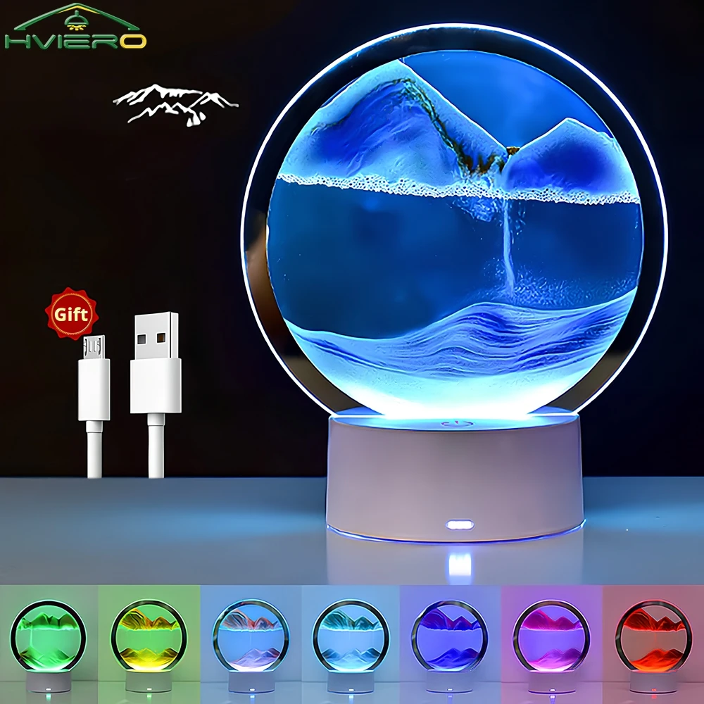 

Quicksand Table Lamp Internet Red Hourglass Decompression Ornament 3D Three-dimensional Sand Painting Water Painting Colorful