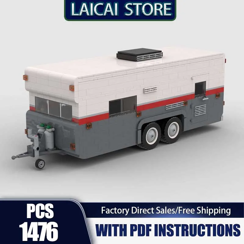 

City Cars Model Moc Building Blocks 80s Camper Trailer Model Technology Bricks Assembly Truck Holiday Construstion Gifts Toy