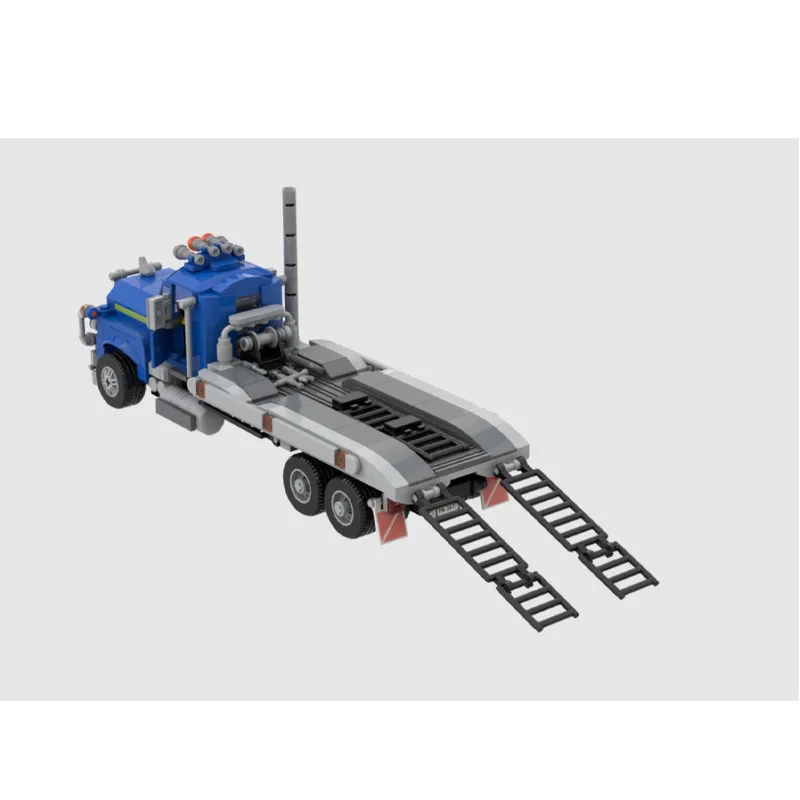 

MOC-160569 Blue Series Car Transport Trailer Truck Building Block Model, 678 Parts - MOC Boys' Children's Birthday Toy Gift