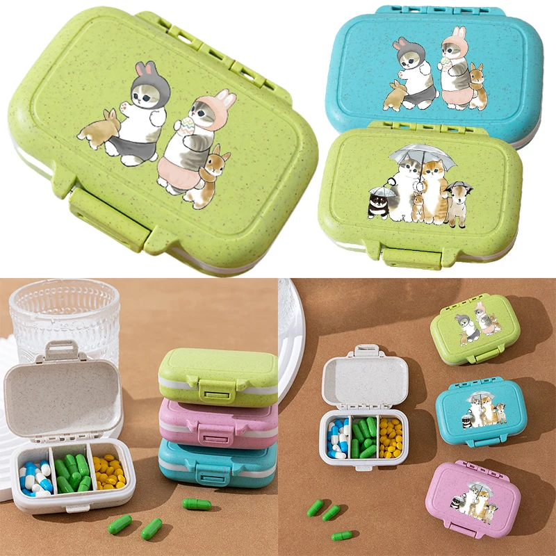 

Mofusand Bedroom Three Compartment Medicine Storage Box Anime Character Moisture-proof Home Portable Small Medicine Box Gifts