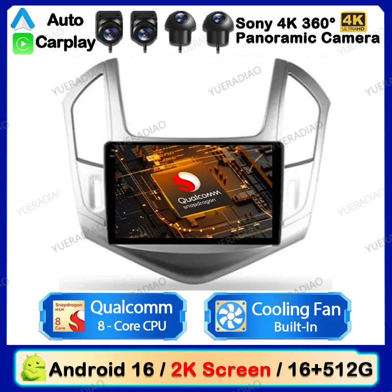 Android 16 Car Radio For Chevrolet Cruze J300 J308 2012 - 2015 Qualcomm GPS NAVI BT QLED Multimedia Stereo Video Player 4G WIFI