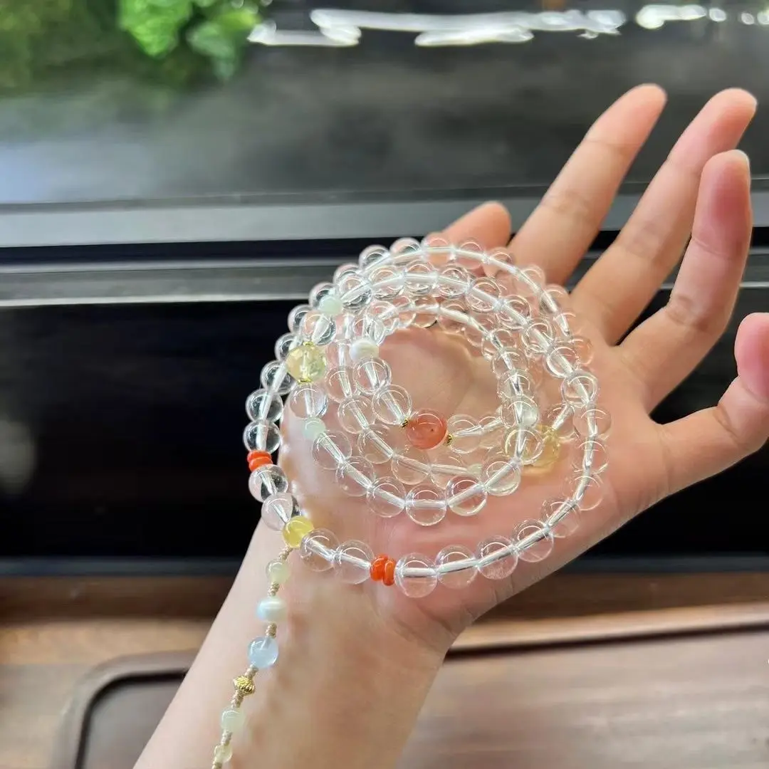 Welfare impulse! White crystal 108 bracelets pendant, transparent and non-miscellaneous multi-circle winding temperament bracele