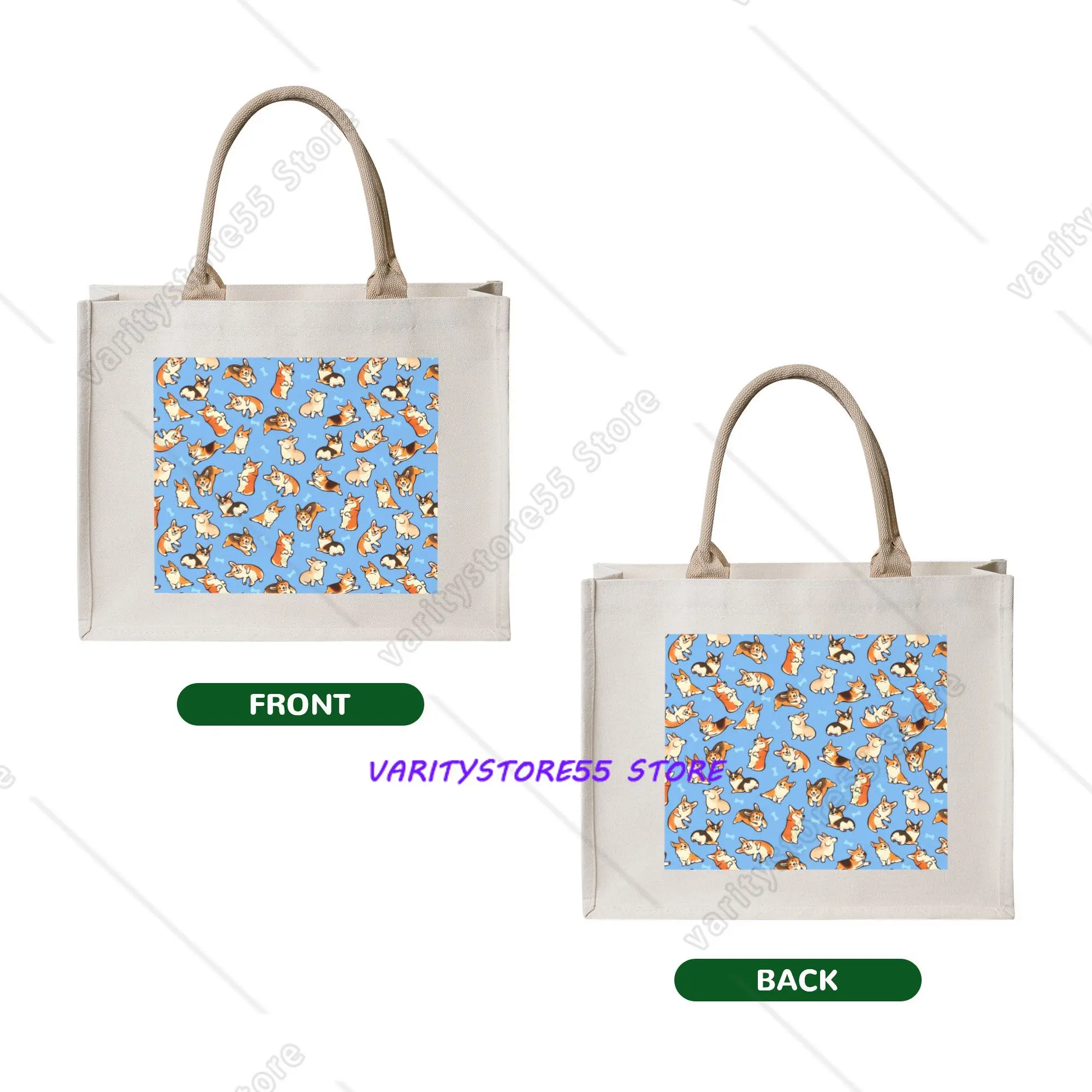 Recycling Cute Pembroke Welsh Corgi  Shopping Bag Women Tote Bag Portable  Grocery Shopper Bags