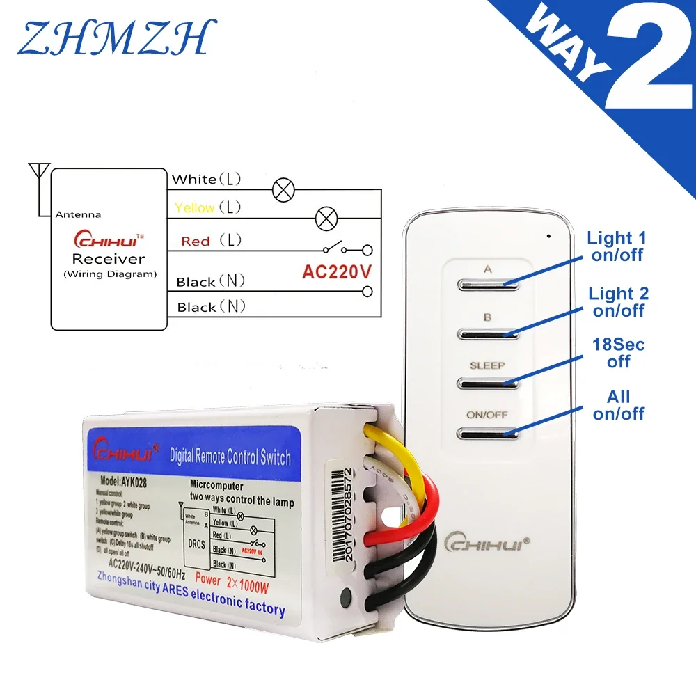 AC 220V Smart Digital Wireless Remote Control Switch 4 Ways 5 Sections ON/OFF Wall Receiver Transmitter 2 ways 3 Ways for Lamps