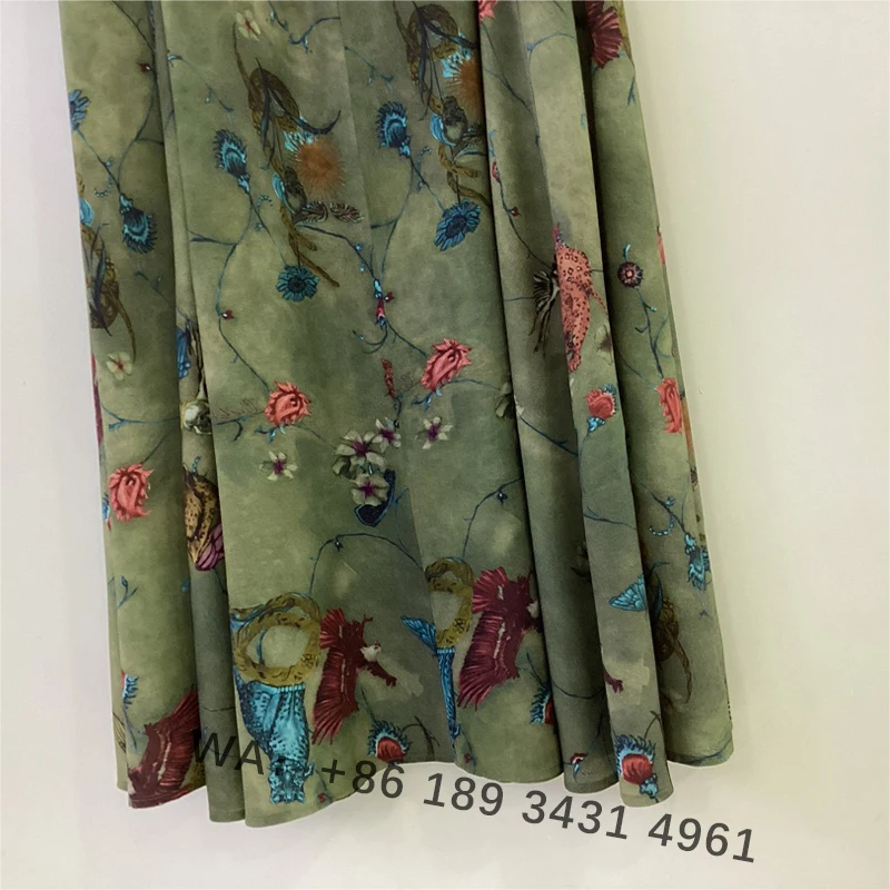 Zadig Primavera Mezza Vestito Delle Donne Casual Verde Rayon Gonna Femminile 2024 Elegante Estate Stampato Midi Gonne Chic Della Signora Mezze Abiti