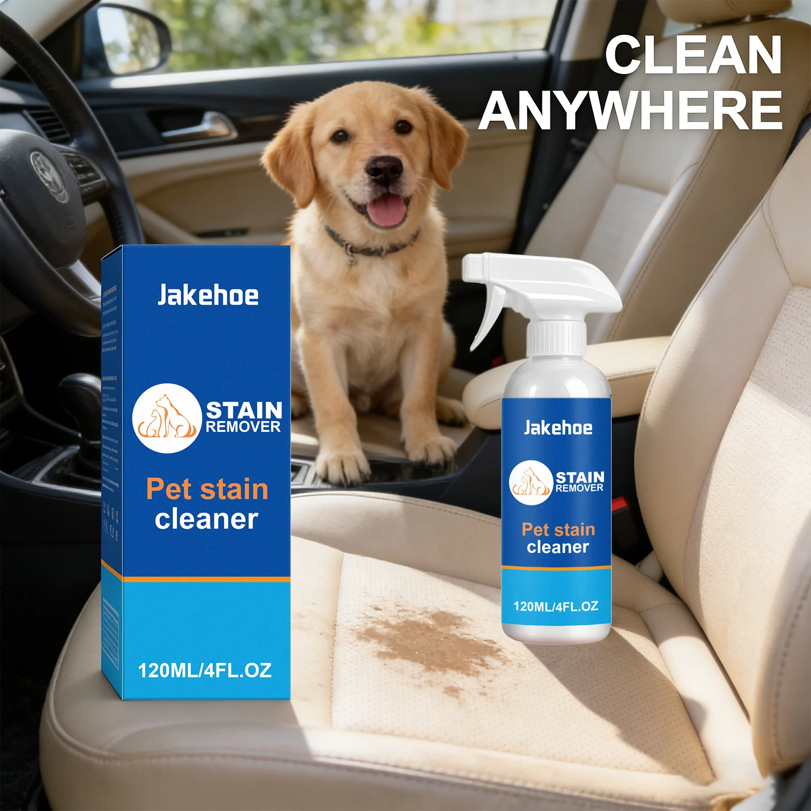Pet Stain Cleaner Removes Stains Eliminates Odors Long-Lasting Freshing Powerful Decontamination Multifunctional Cleaning Spray